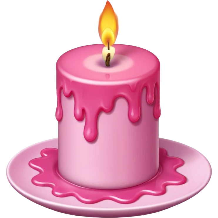 A drawing of a flaming pink candle that could be used at a romantic dinner table. The camera should be isometric at a ultra high angle. emoji