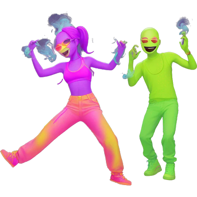 Rave party dancing neon smoking emoji