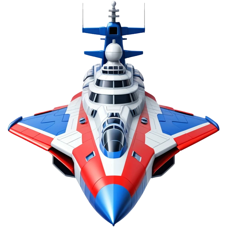 Enormous Russian battle cruiser spaceship with red white and blue markings emoji