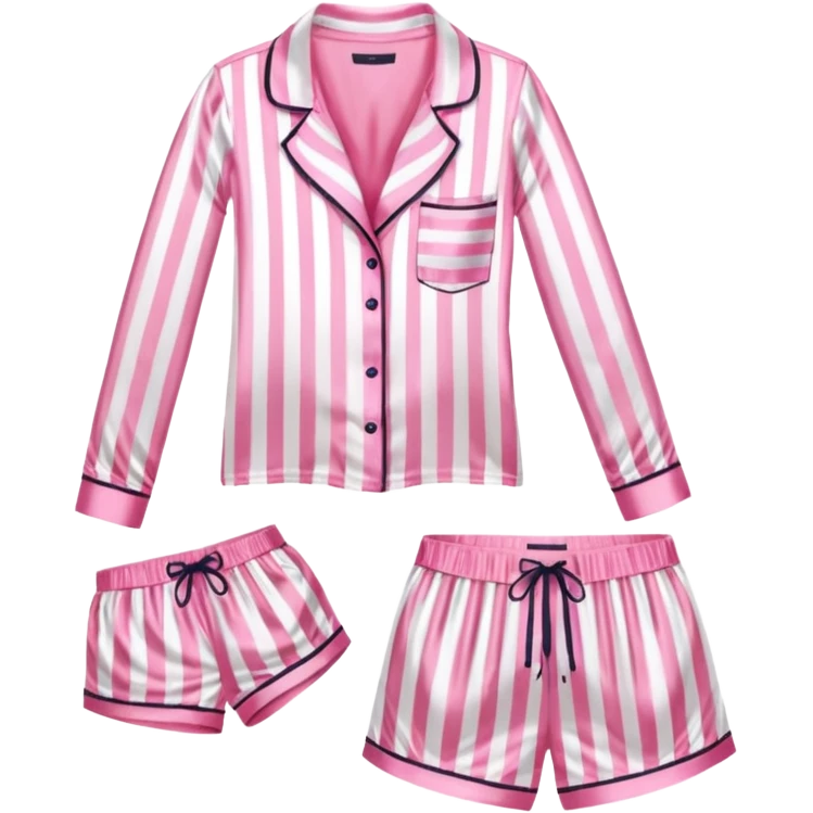 Striped pink and white silk Victoria’s Secret pajama set emoji