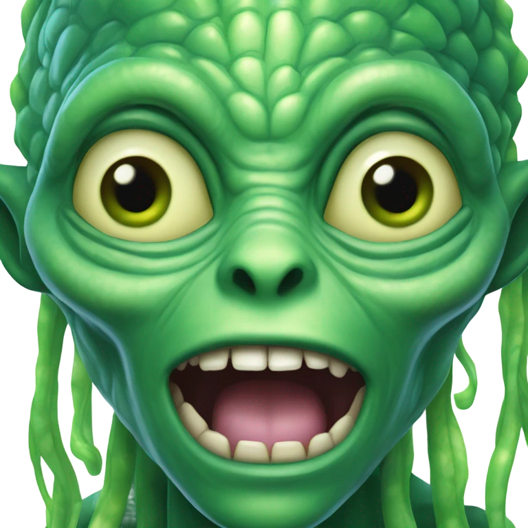 Alien portrait detailed with green scales and long tongue  emoji