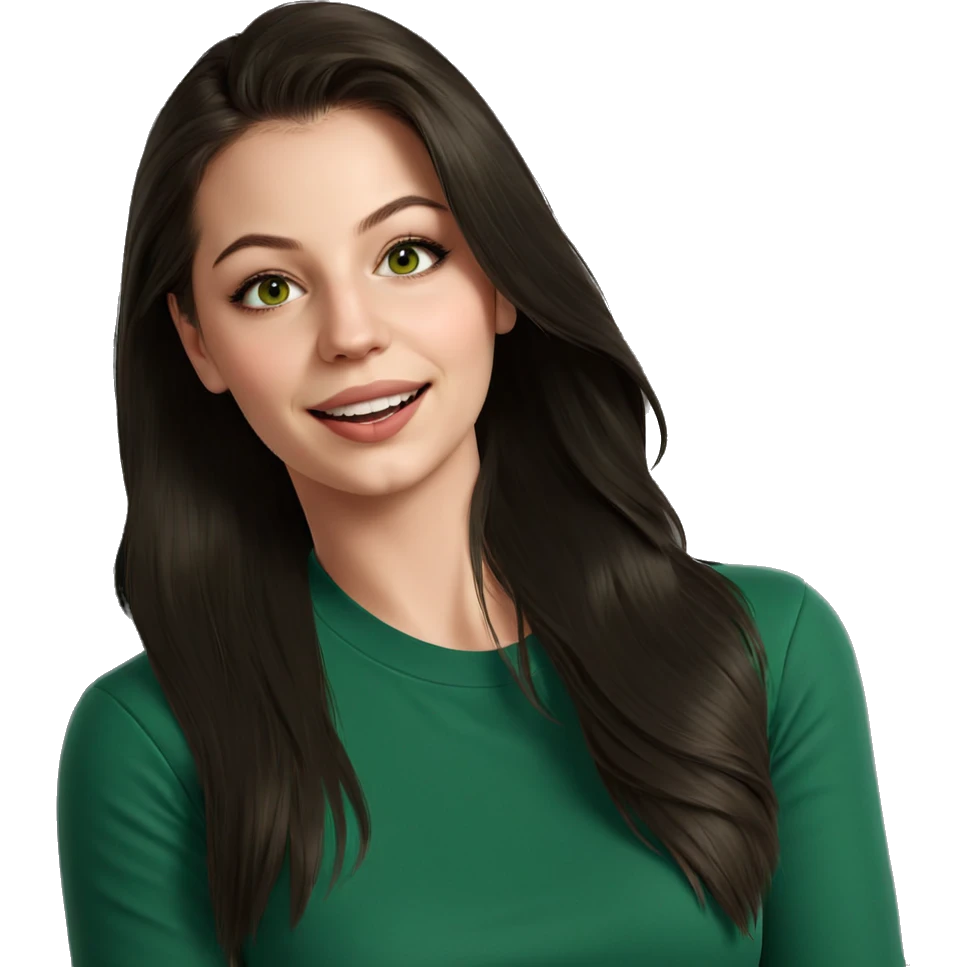 smiling girl in green shirt emoji
