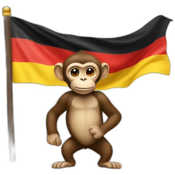 A monkey holding German flag emoji