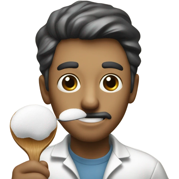 Guy with big eyes eating sugar on a spoon with a lighter below it emoji