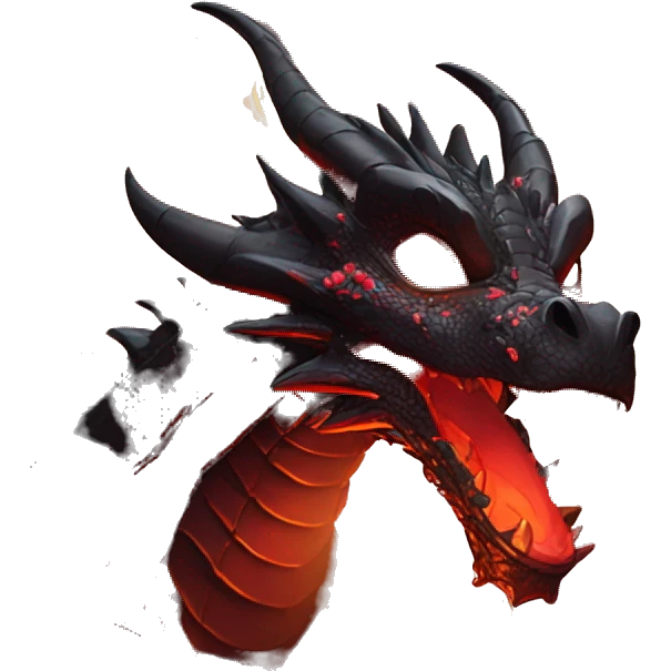 Black dragon breathing red flames, covered in thorned roses, surrounded by lanterns candles and fairy lights emoji