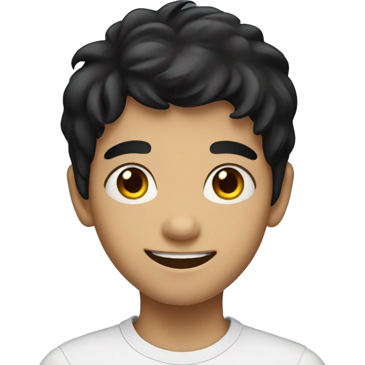 smiling boy with black hair with body emoji