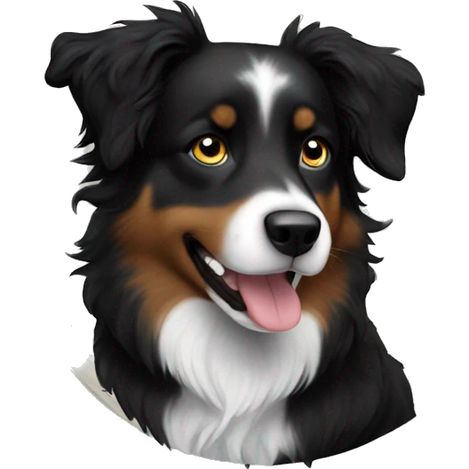 Small black australian shepherd dog moon emoji