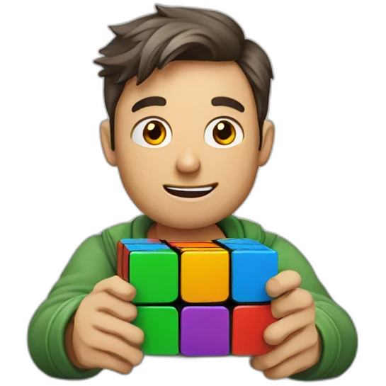 A man solving rubik's cube emoji