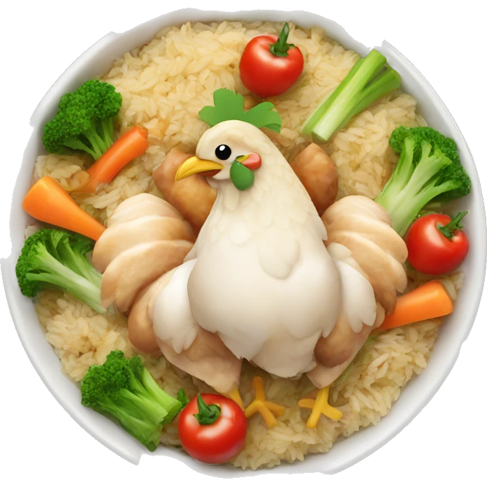 Chicken and rice with beautiful vegetables  emoji