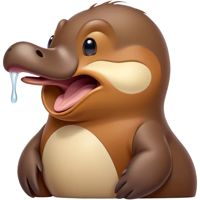 Cinematic Cute Yawning Platypus Portrait Emoji, Head tilted slightly with a dramatic, wide-open yawn, showcasing a soft, textured brown fur with a relaxed duckbill and droopy eyes in drowsy contentment, Simplified yet irresistibly adorable features, highly detailed, glowing with a soft, cozy glow, high shine, relaxed yet expressive, stylized with a touch of quirky charm, bright and endearing, soft glowing outline, capturing the essence of a sleepy yet affectionate platypus, so drowsy it feels like it could float out of the screen and curl up for a nap! emoji