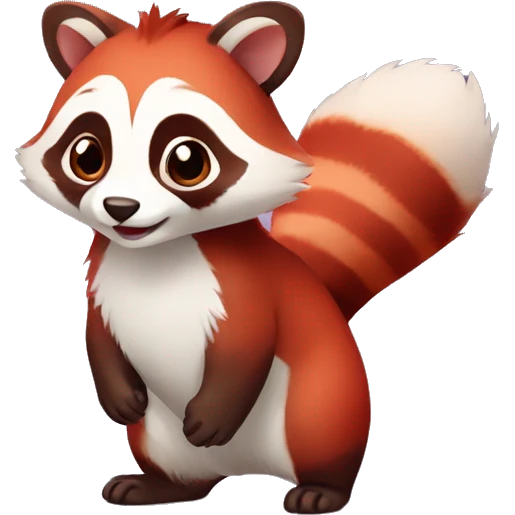 Cute red raccoon-panda-hybrid full body emoji