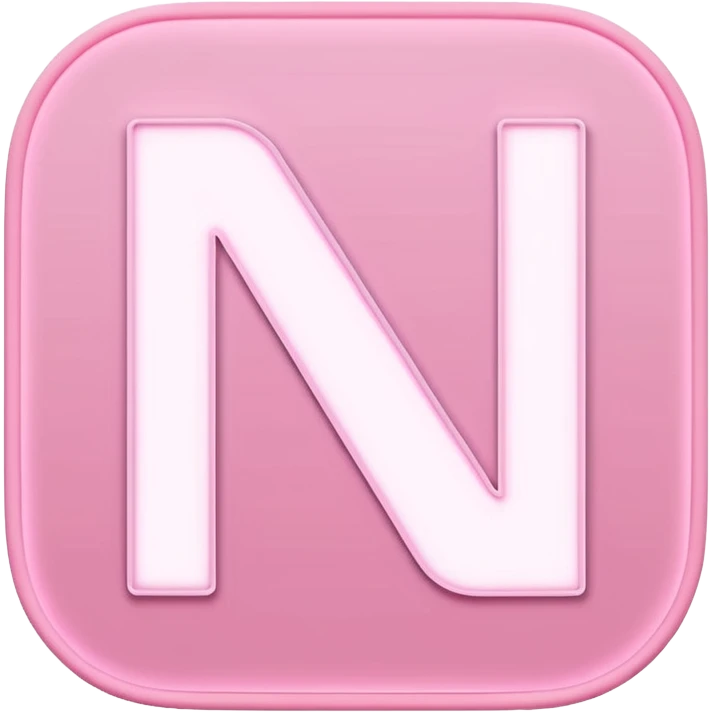 Netflix aesthetic "N" logo in pastel pink with white glowing outline around "N" emoji