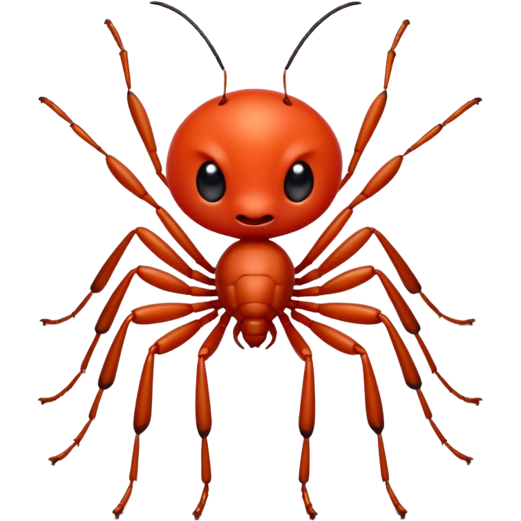 Red ant cartoon style with black shiny round eyes emoji