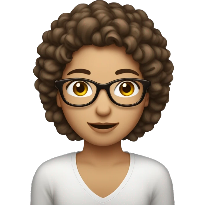 Fille au cheveux brun marie un grand homme au cheveux bouclés brun qui porte des lunettes  emoji