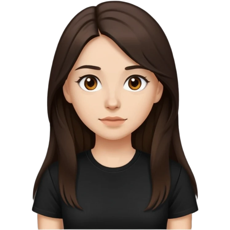 Long-hair brunette with brown eyes in black t-shirt  emoji
