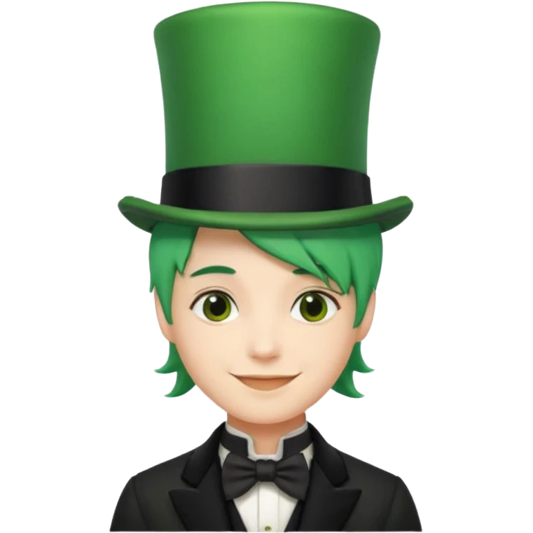 sorrindo com cartola e cabelo verde emoji