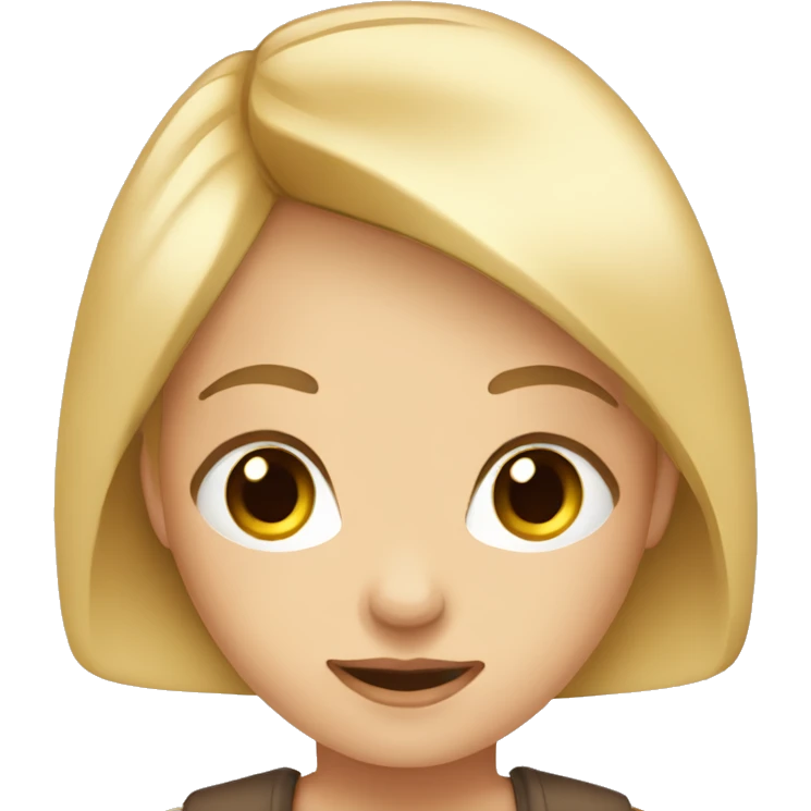 Blonde girl with brown eyes keeps iPhone in the hands emoji