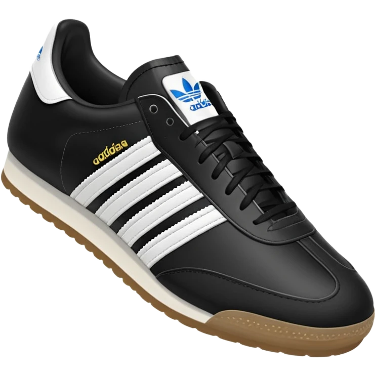 A pair of Adidas samba shoes in the color black and white emoji