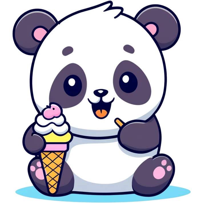 Panda eating ice cream emoji