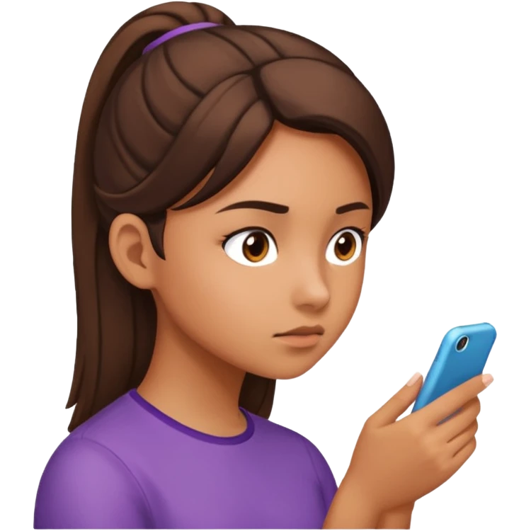 Girl Concentration / Focus Game,side view. emoji