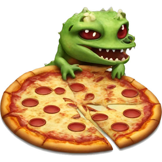 pizza monster eating a lizard emoji