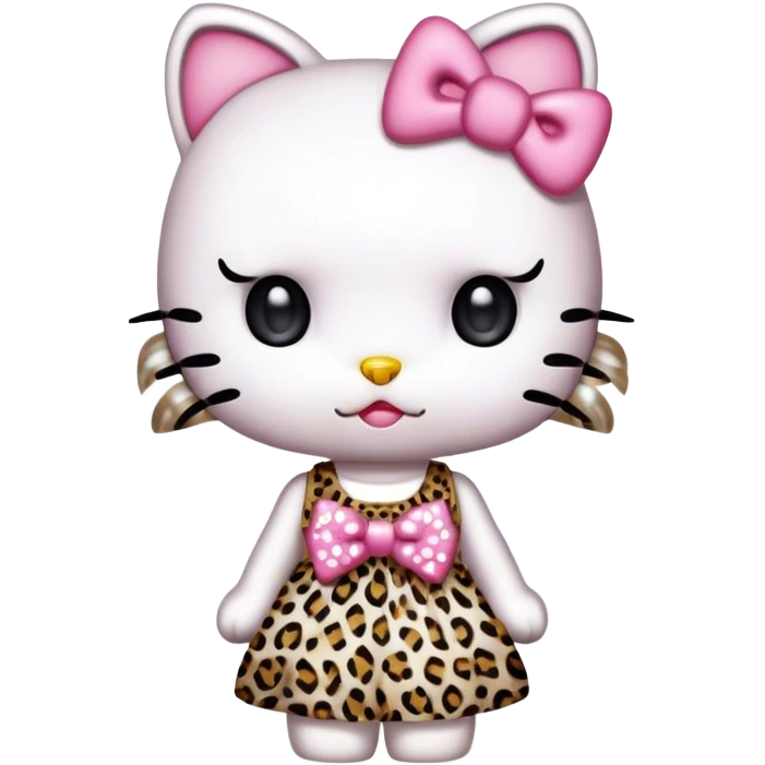 Hello kitty white leopard dress leopard bow emoji