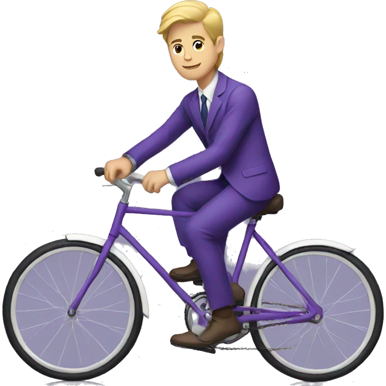 young white guy on a bicycle in a purple suit emoji