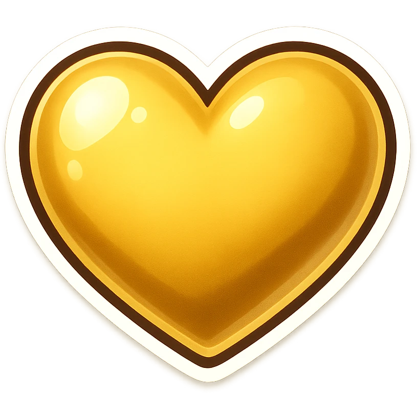 yellow heart with a metallic finish emoji
