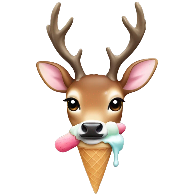 deer with ice cream on top of head emoji