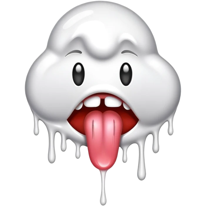 Tongue with white paint dripping emoji