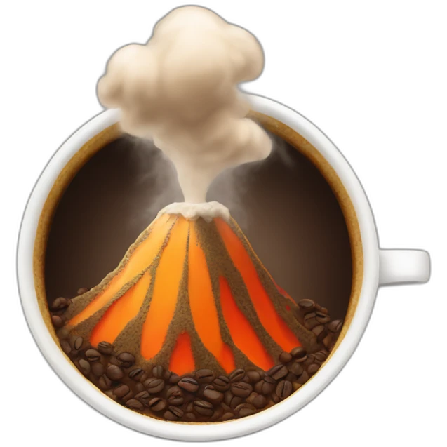 coffee cup erupting like a volcano emoji