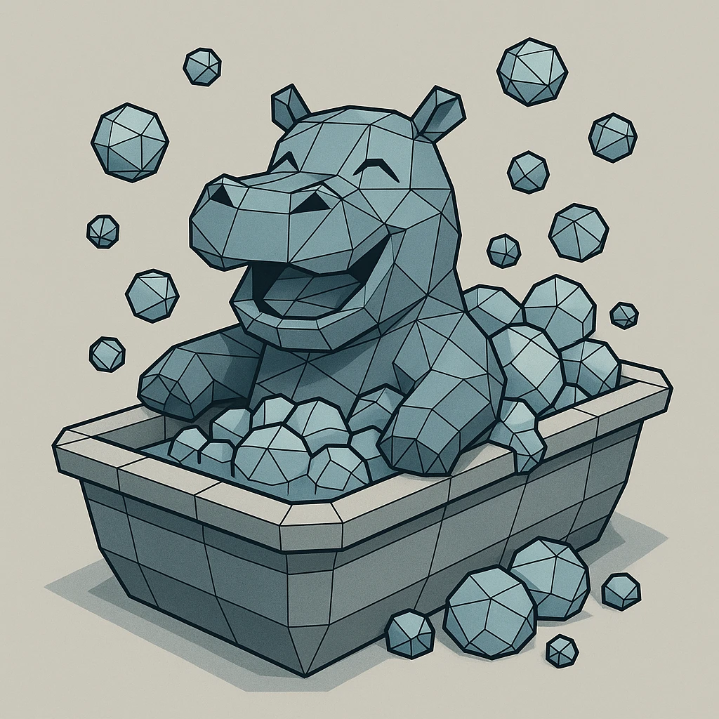 happy hippo with bubbles in bathtub emoji