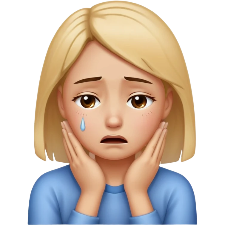 girl with hands over neck crying emoji