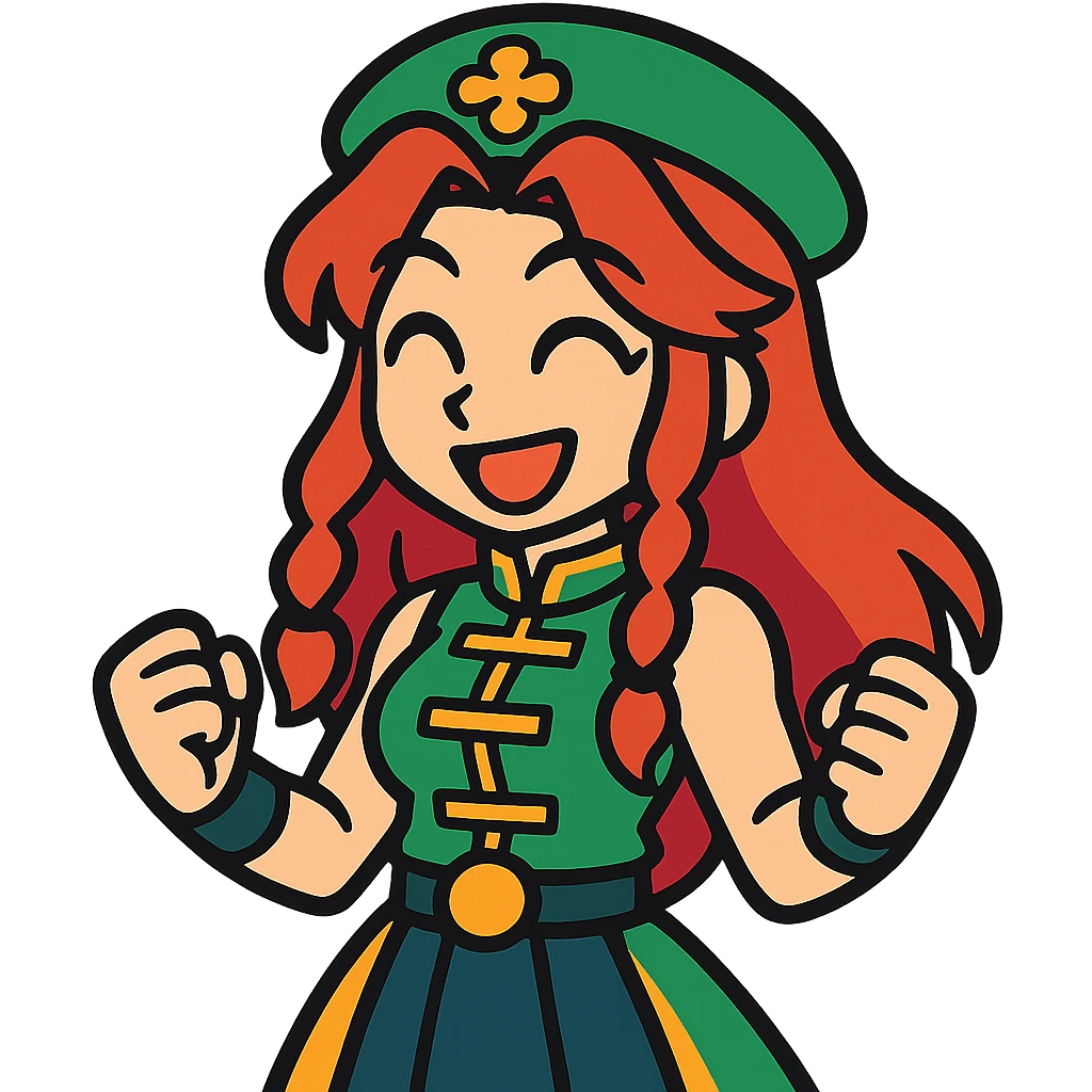 Hong Meiling smiling in vibrant toon style emoji