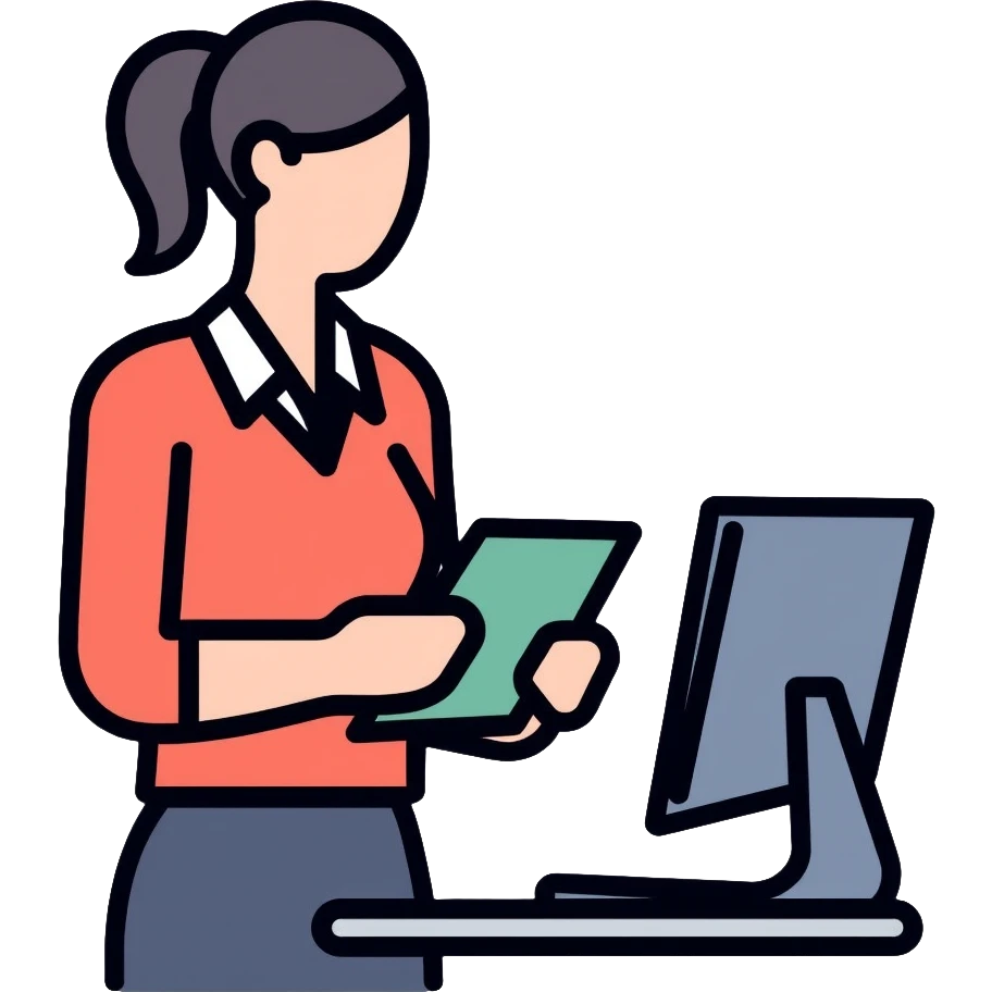 Female bank teller in uniform helping a customer emoji