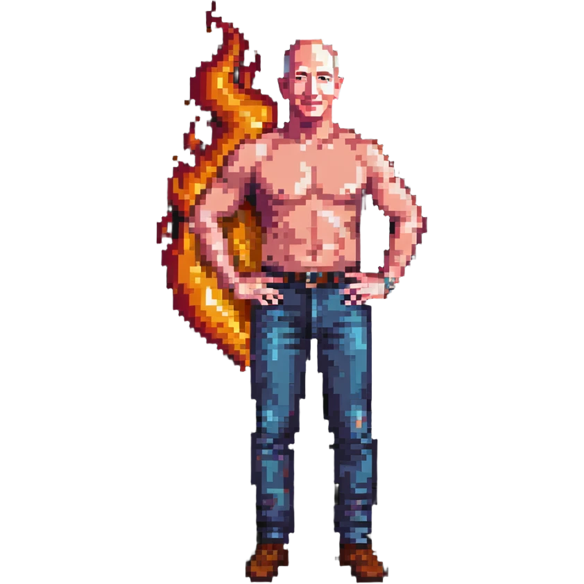 Jeff Bezos with his butt on fire emoji