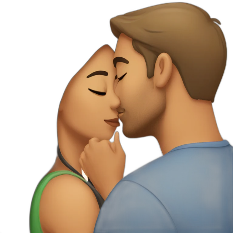 short Indian girlfriend kissing her caucasian boyfriend emoji