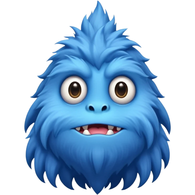 A skinny and lanky tall blue furry monster with a slightly triangular head put the top having a small curve going inward  emoji
