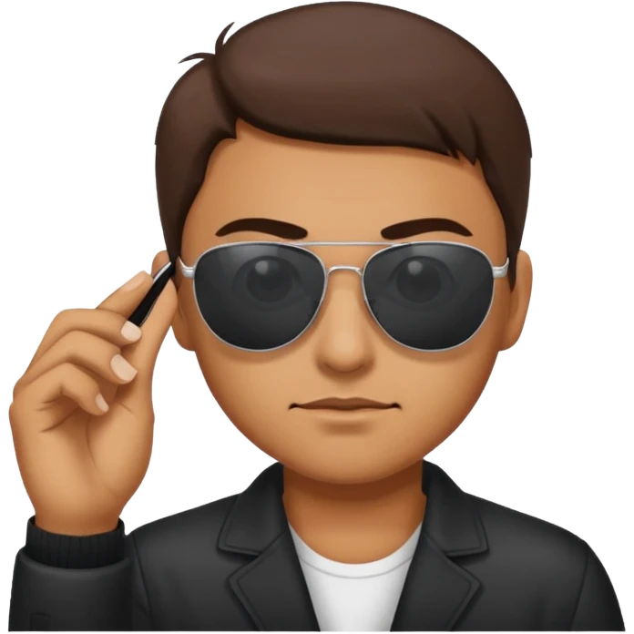 face holding sunglasses with raised eyebrow emoji