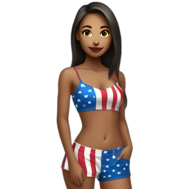 Sexy girl wearing only American flag emoji