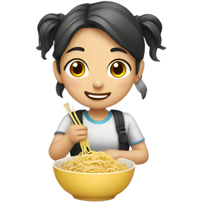 girl eat noodles emoji