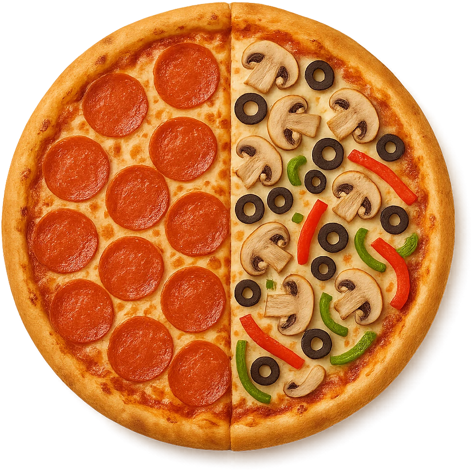 half and half pizza emoji