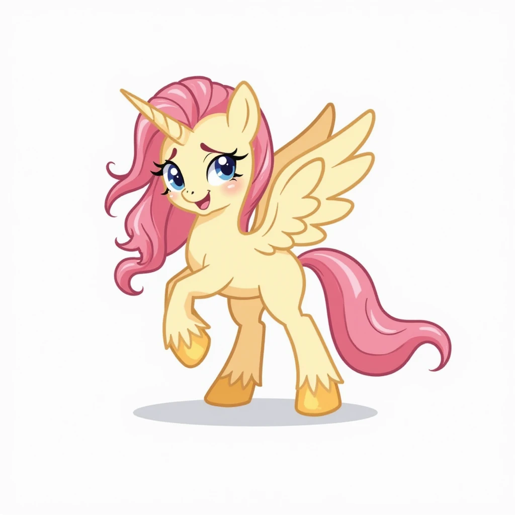 Fluttershy waving a hoof, realistic style, no background, transparent emoji