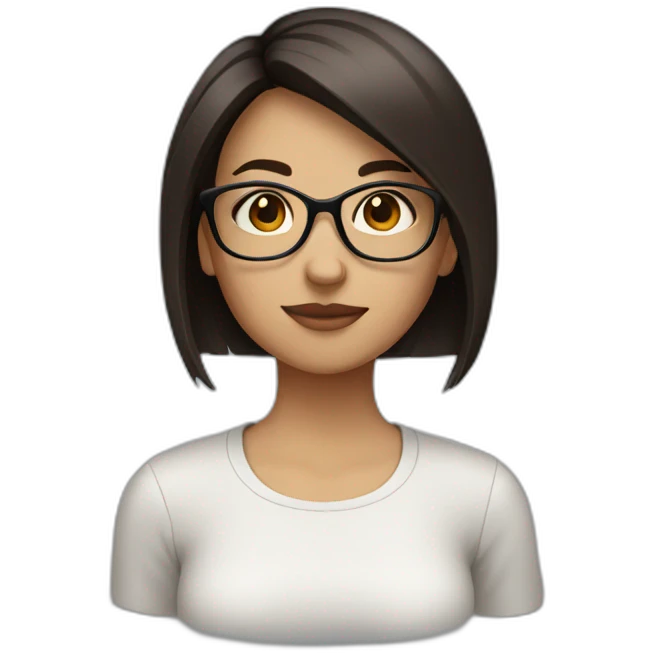 girl with dark brown short straight hair and glasses emoji