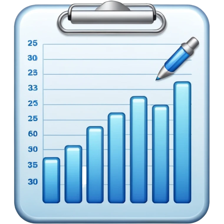 ios style emoji for report sheet consisting graph/ charts with sparkle around the report , no numbers emoji