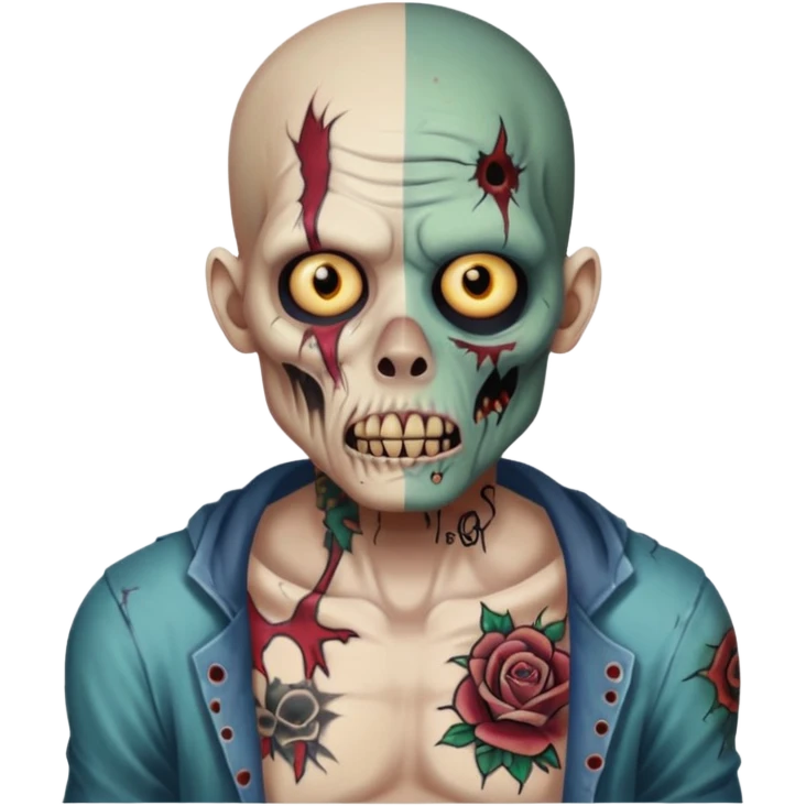 face and body tattooed zombie emoji
