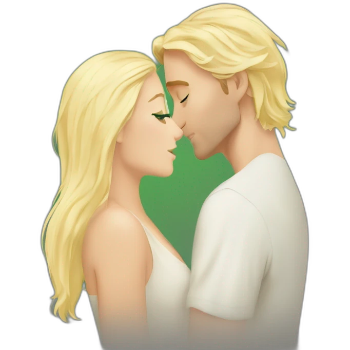 Tom felton kissing blond woman, with green eyes and very long hair emoji