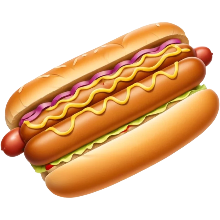 Grilled hot dog in a bun. Add sauerkraut on one side and then drizzle spicy mustard on the top  emoji