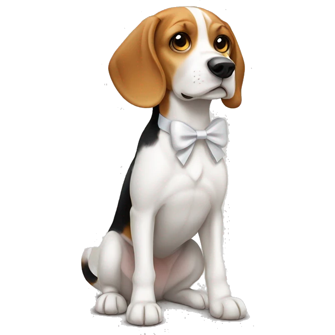 beagle with a cute white bow  emoji