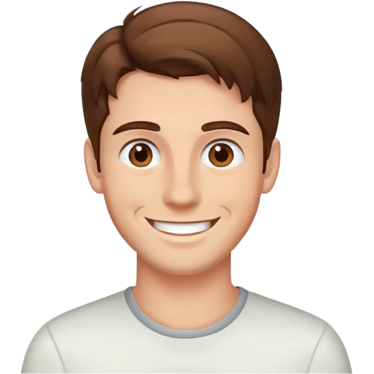man with brown hair, smiling emoji